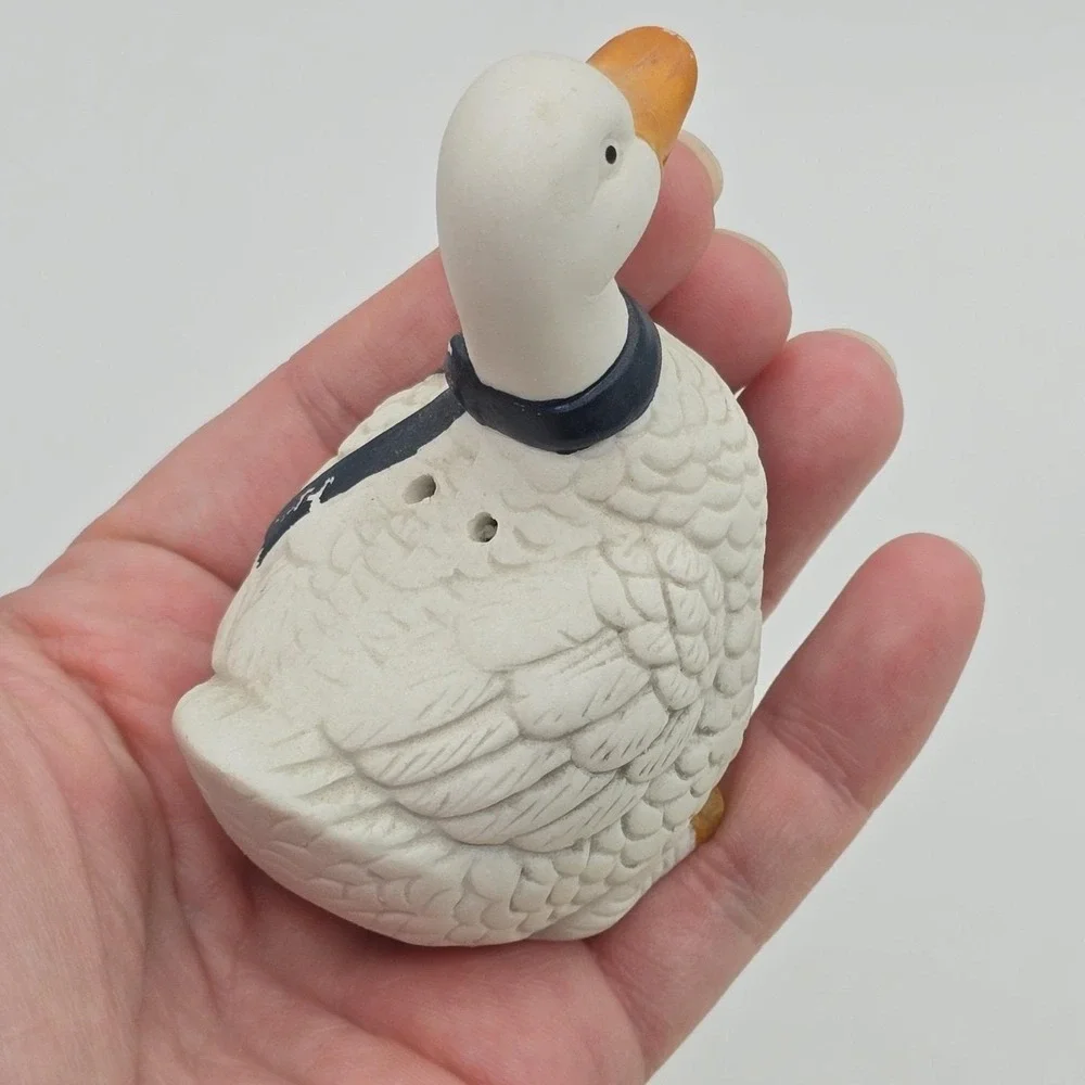 Goose Salt & Pepper Shakers Blue Ribbon Bow Geese Vintage